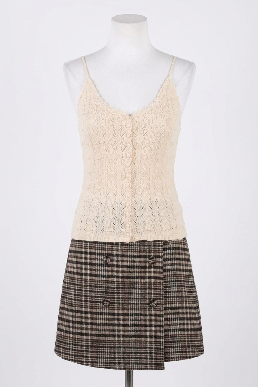 NEW SKIES ARE BLUE skyler crochet cami top in oatmeal
